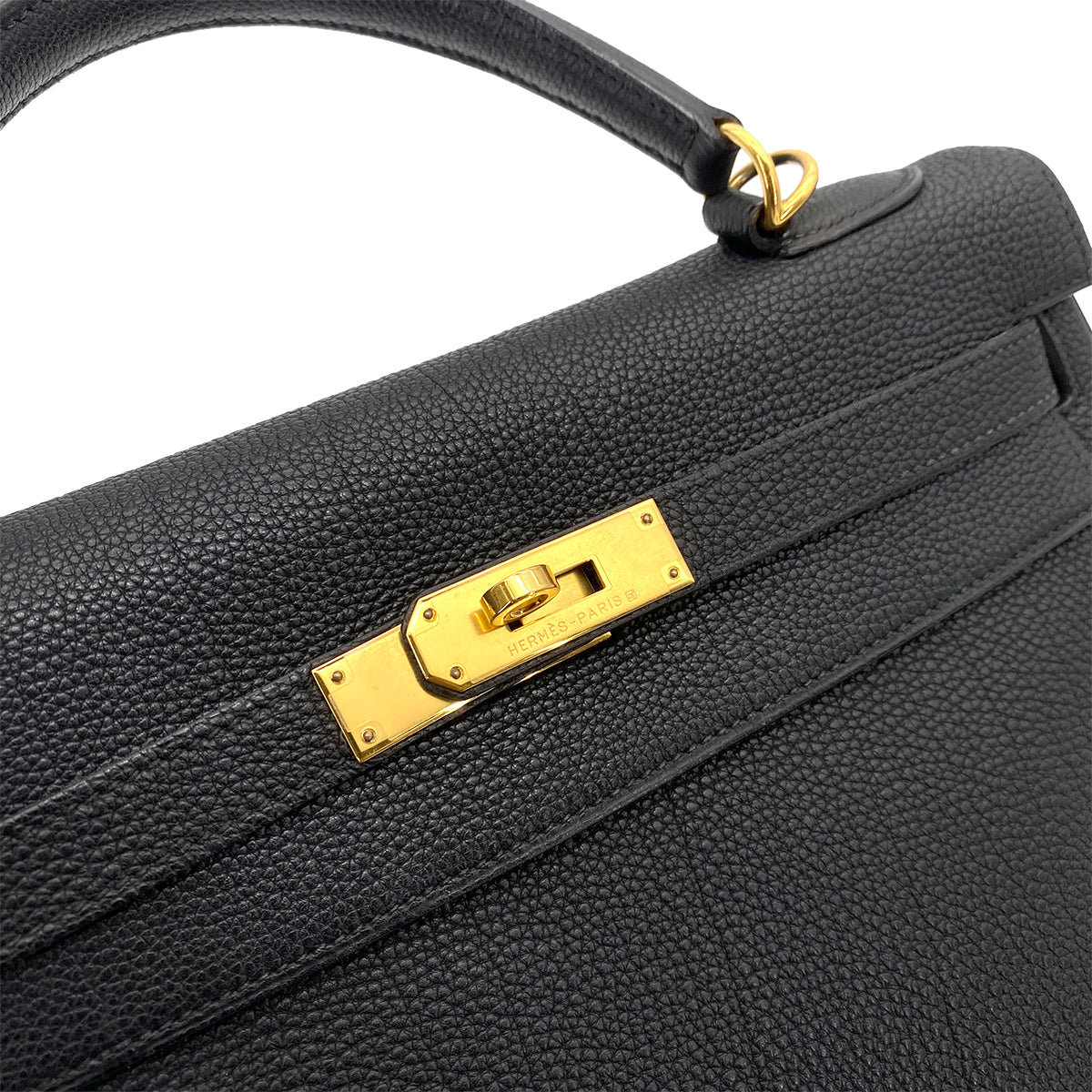 HERMES KELLY 32 RETOURNE BLACK TOGO HAND SHOULDER BAG □G GHW 90252973