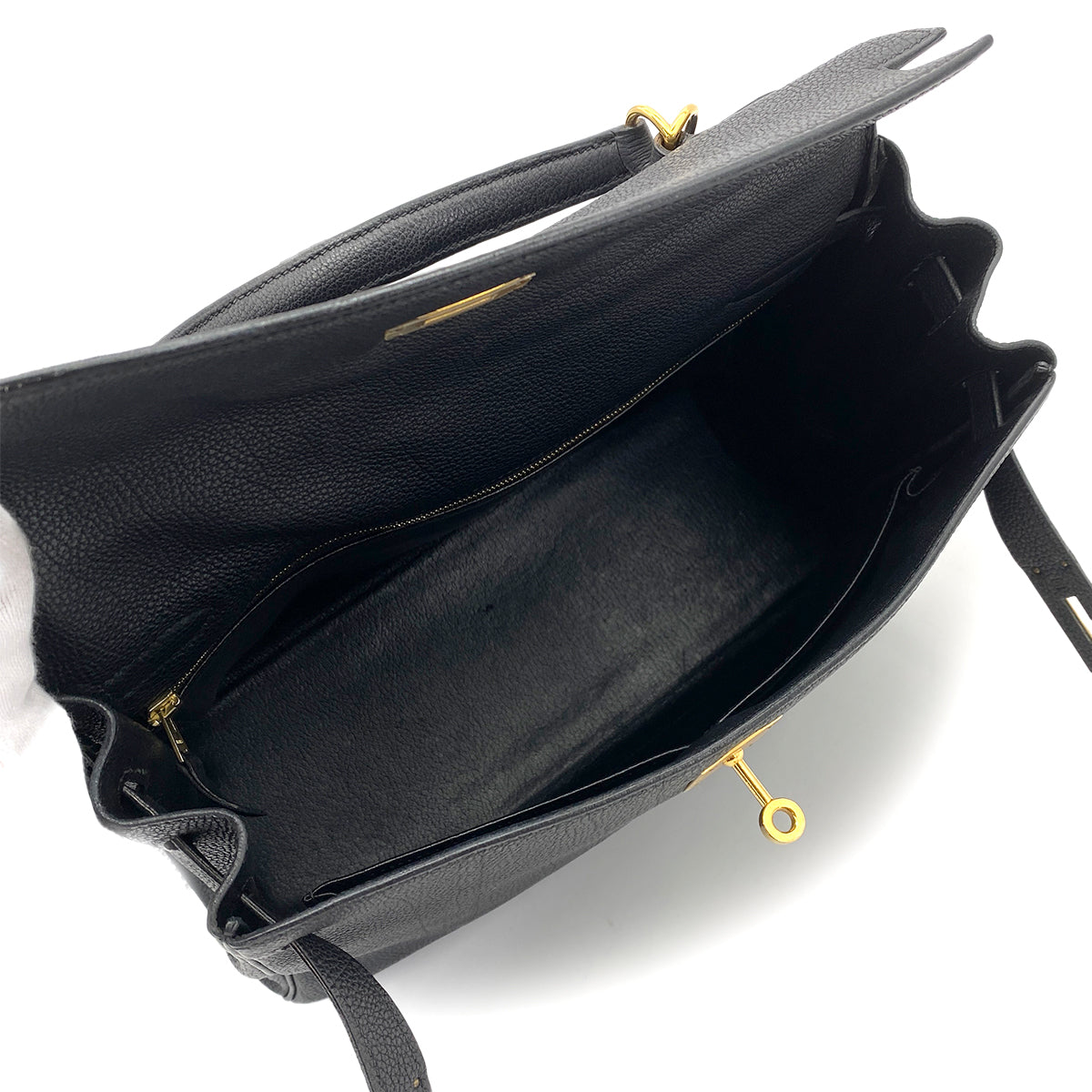 HERMES KELLY 32 RETOURNE BLACK TOGO HAND SHOULDER BAG □G GHW 90252973