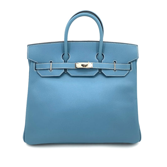 HERMES HAUT A COURROIES 32 BLUE JEAN EPSOM HAND BAG ▢J SHW 90252983