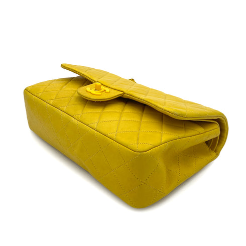 CHANEL VINTAGE CLASSIC FLAP MEDIUM CHAIN SHOULDER BAG YELLOW LAMB SKIN 90252985 - PURPOSE