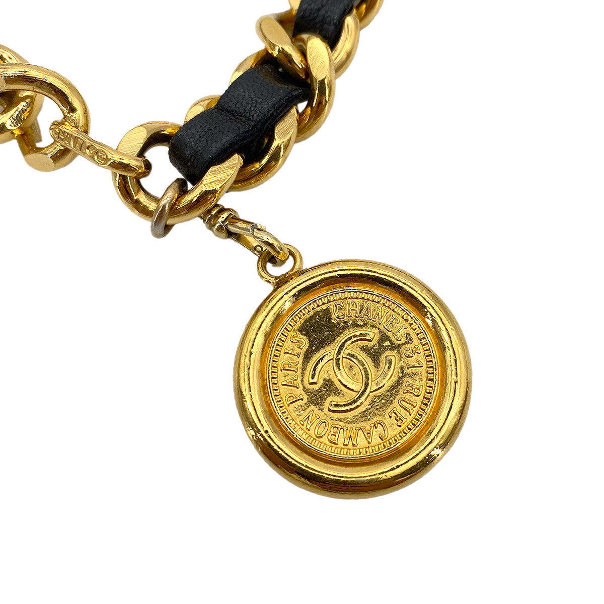 CHANEL VINTAGE CHAIN BELT LEATHER COCOMARK ACCESSORY 90252993