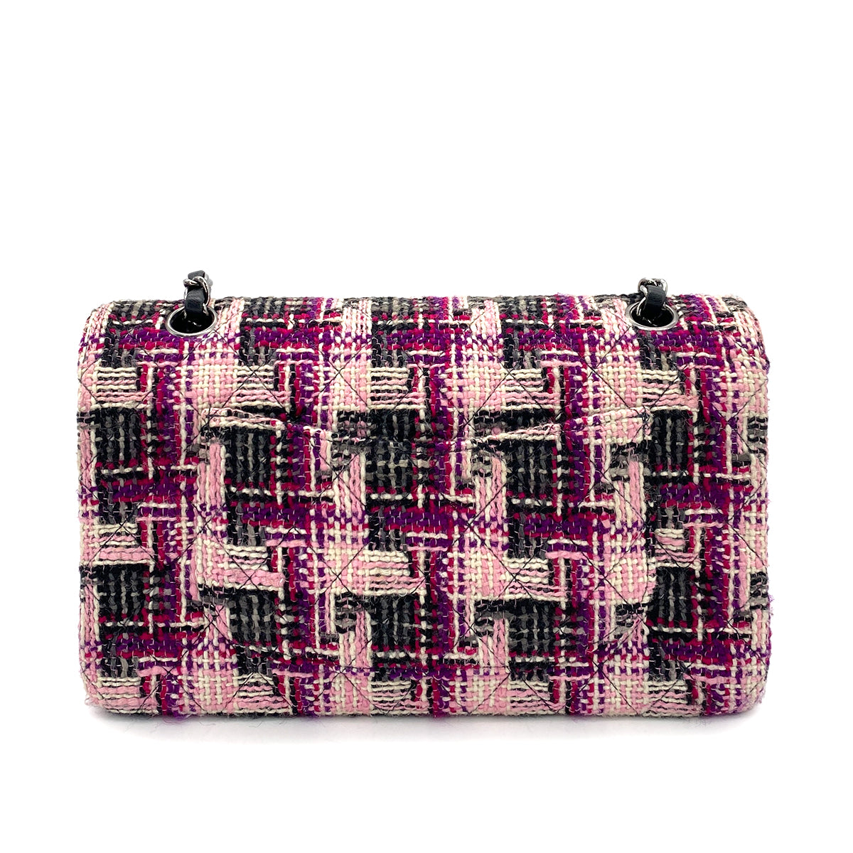 CHANEL VINTAGE CLASSIC FLAP MEDIUM CHAIN SHOULDER BAG TWEED MULTICOLOR 90253381