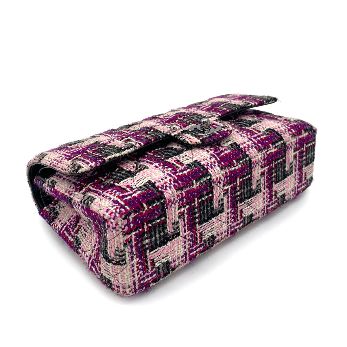 CHANEL VINTAGE CLASSIC FLAP MEDIUM CHAIN SHOULDER BAG TWEED MULTICOLOR 90253381