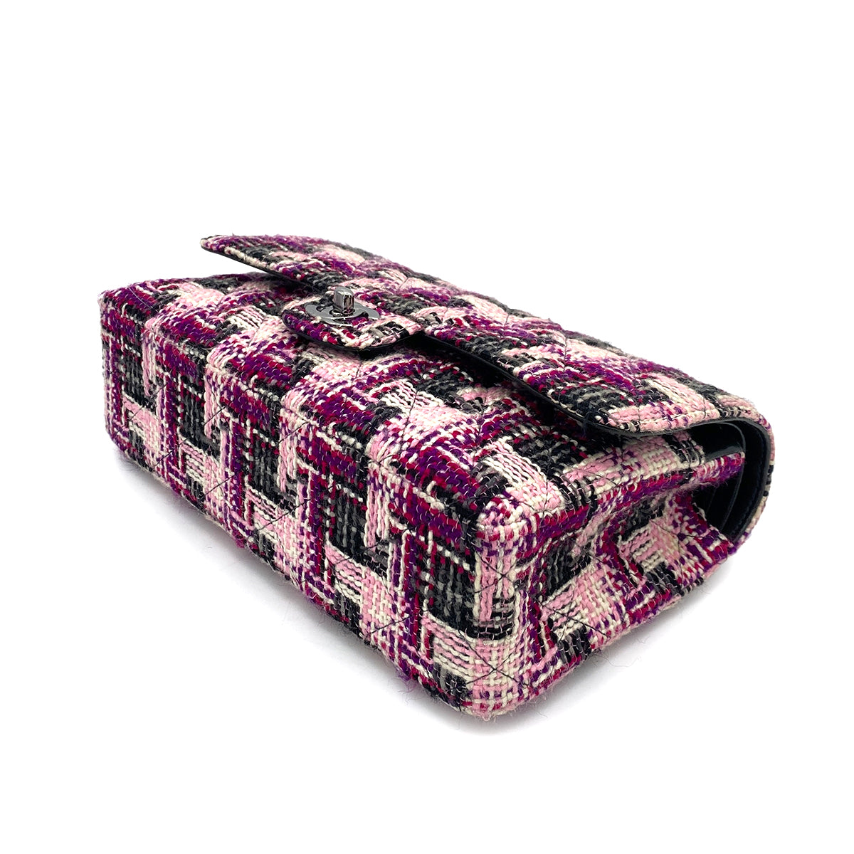 CHANEL VINTAGE CLASSIC FLAP MEDIUM CHAIN SHOULDER BAG TWEED MULTICOLOR 90253381