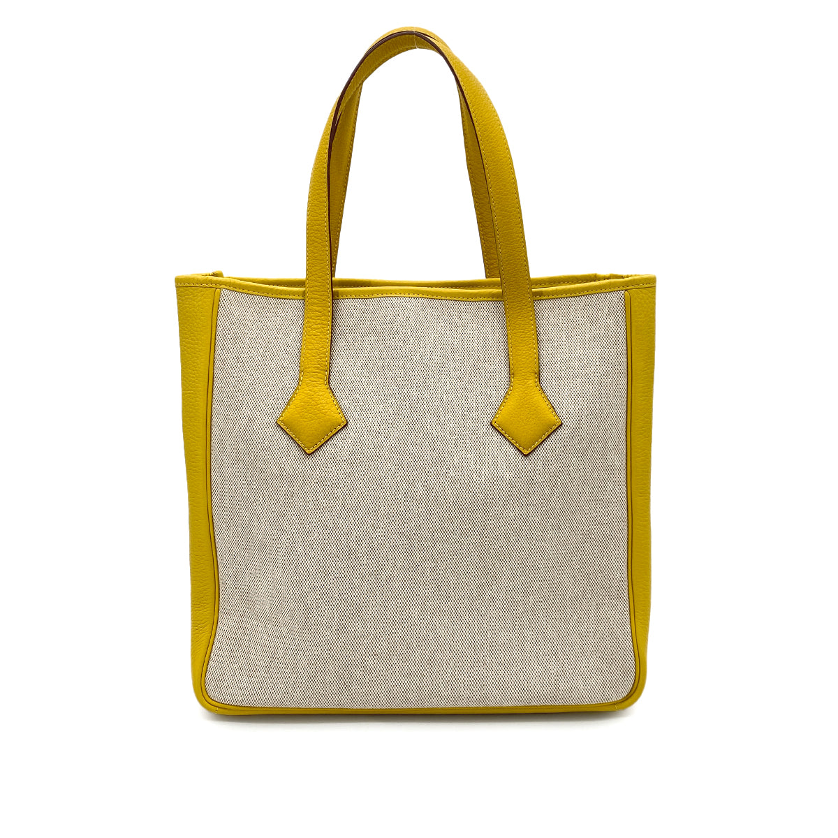 HERMES VICTORIA CABAS TOTE BAG JAUNE TOILE H TOGO □M 90253610
