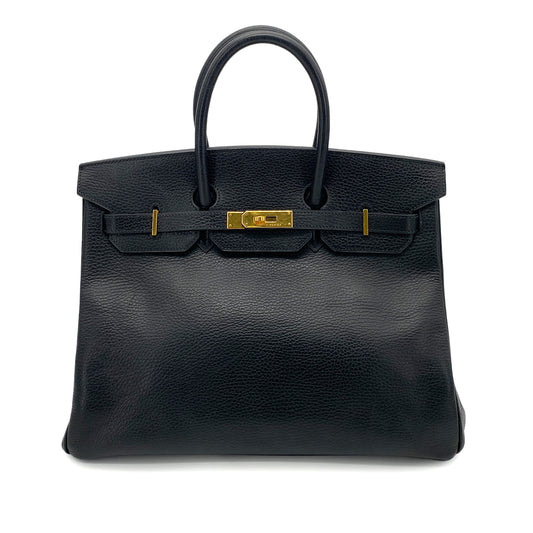 HERMES BIRKIN 35 BLACK ARDENNES HAND BAG □G GHW 90253625