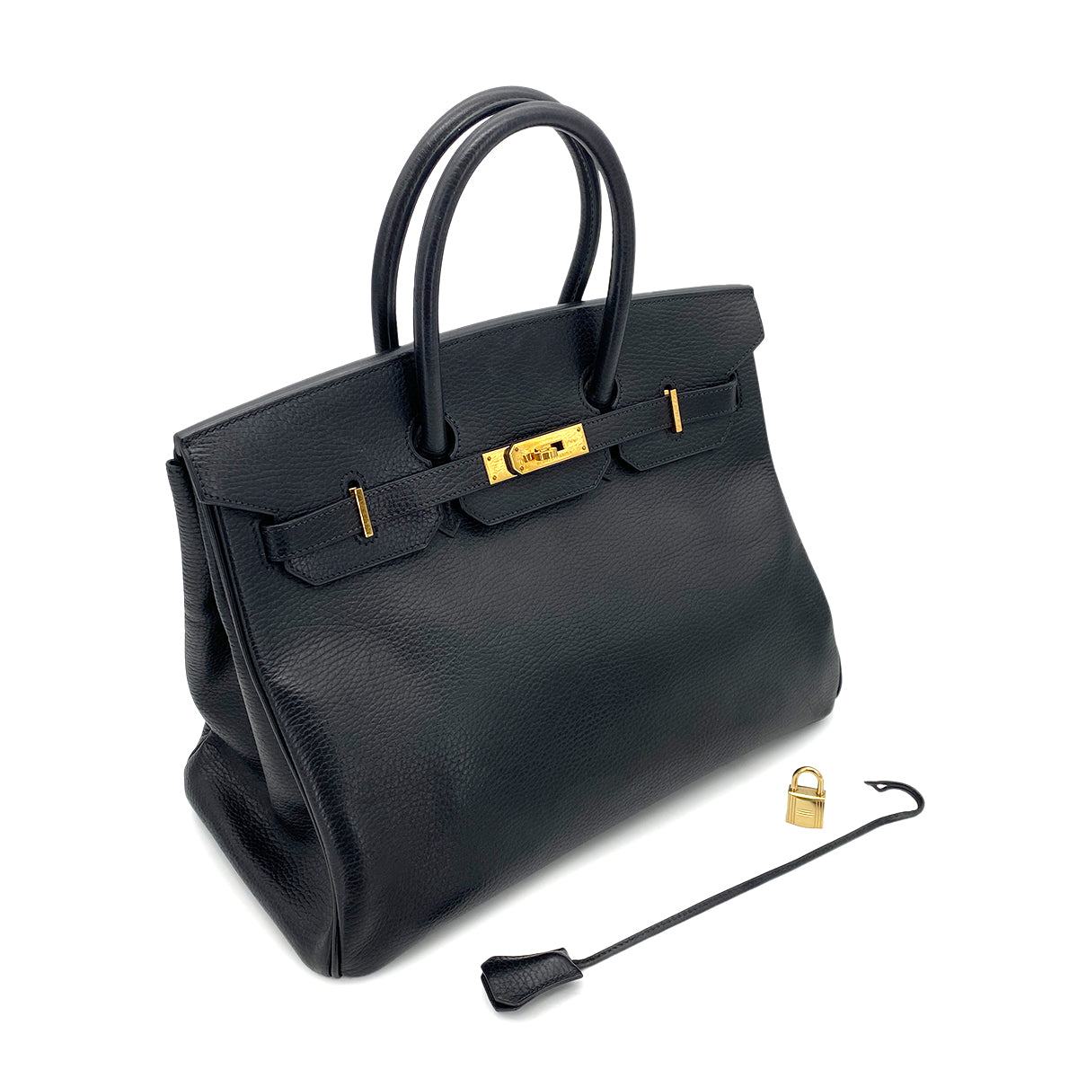 HERMES BIRKIN 35 BLACK ARDENNES HAND BAG □G GHW 90253625