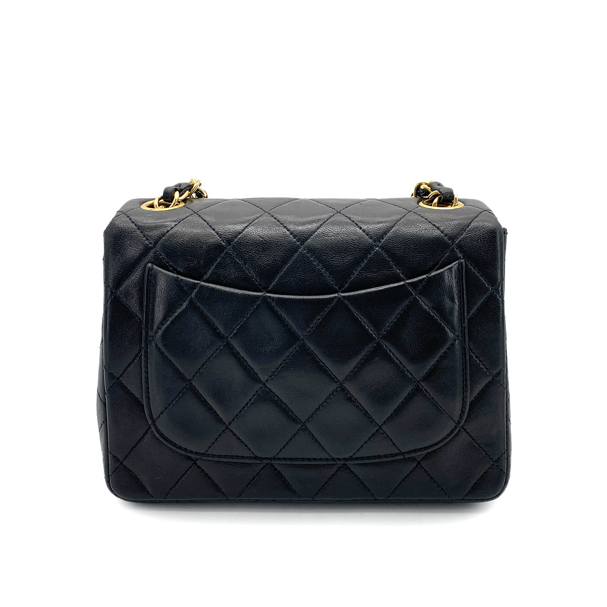CHANEL VINTAGE MINI SQUARE 17 CHAIN SHOULDER BAG BLACK LAMB SKIN 90253628