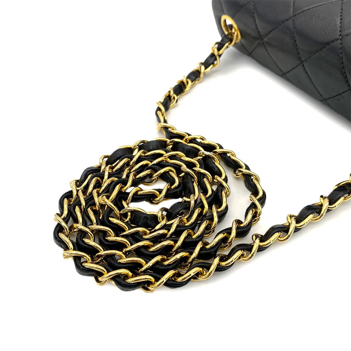 CHANEL VINTAGE MINI SQUARE 17 CHAIN SHOULDER BAG BLACK LAMB SKIN 90253628