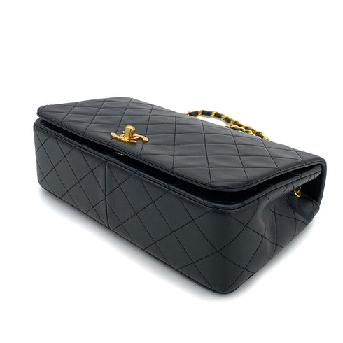 CHANEL VINTAGE FULL FLAP CHAIN SHOULDER BAG BLACK LAMB SKIN 90253629 - PURPOSE