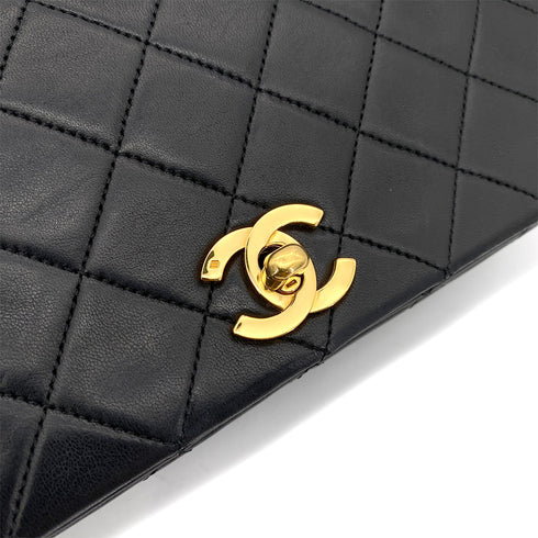 CHANEL VINTAGE FULL FLAP CHAIN SHOULDER BAG BLACK LAMB SKIN 90253629 - PURPOSE