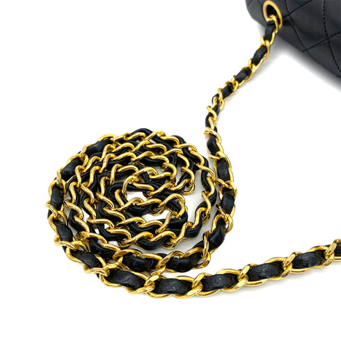 CHANEL VINTAGE FULL FLAP CHAIN SHOULDER BAG BLACK LAMB SKIN 90253629 - PURPOSE
