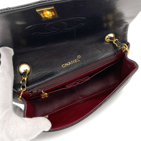 CHANEL VINTAGE FULL FLAP CHAIN SHOULDER BAG BLACK LAMB SKIN 90253629 - PURPOSE