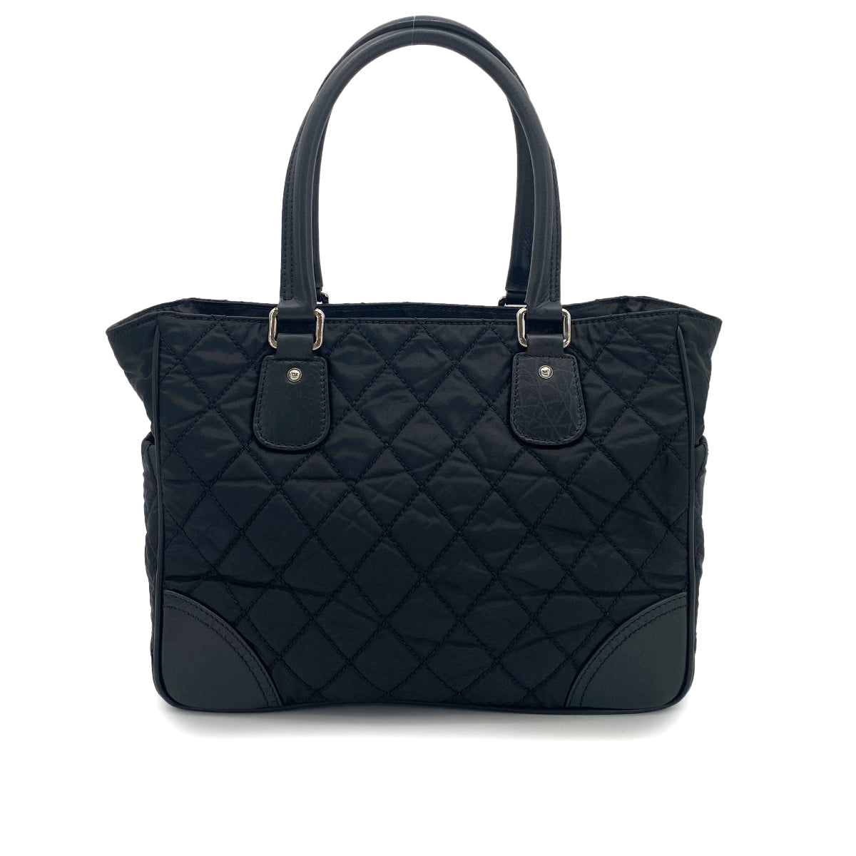 CHANEL VINTAGE PARIS NEWYORK TOTE BAG BLACK NYLON LEATHER 90253637