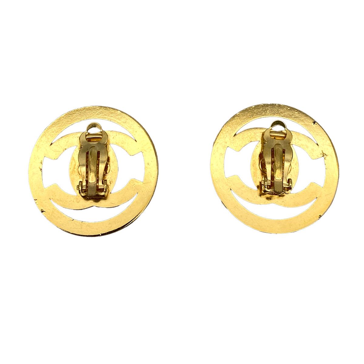 CHANEL VINTAGE EARRINGS ROUND TURN LOCK ACCESSORY 97P 90253649