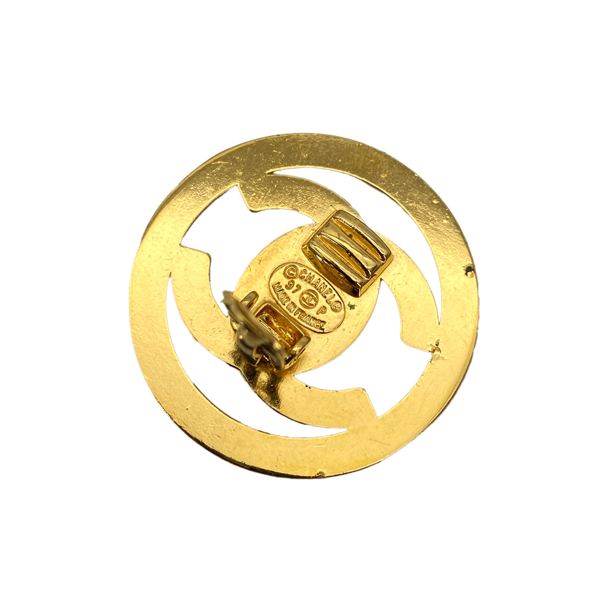 CHANEL VINTAGE EARRINGS ROUND TURN LOCK ACCESSORY 97P 90253649