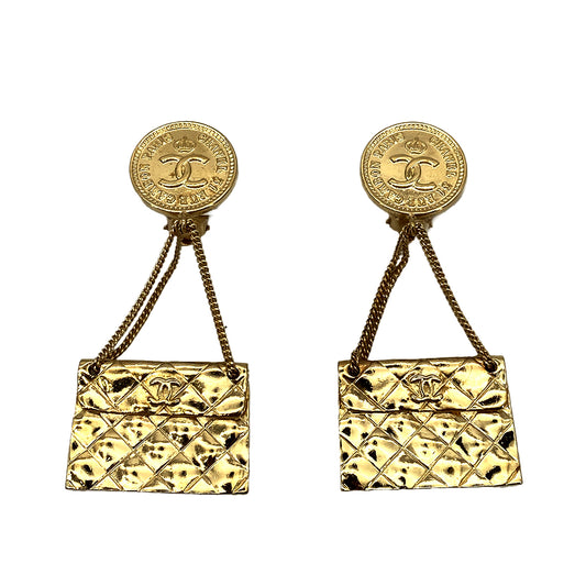 CHANEL VINTAGE EARRINGS COCOMARK MATELASSE BAG MOTIF ACCESSORY 28 90253651