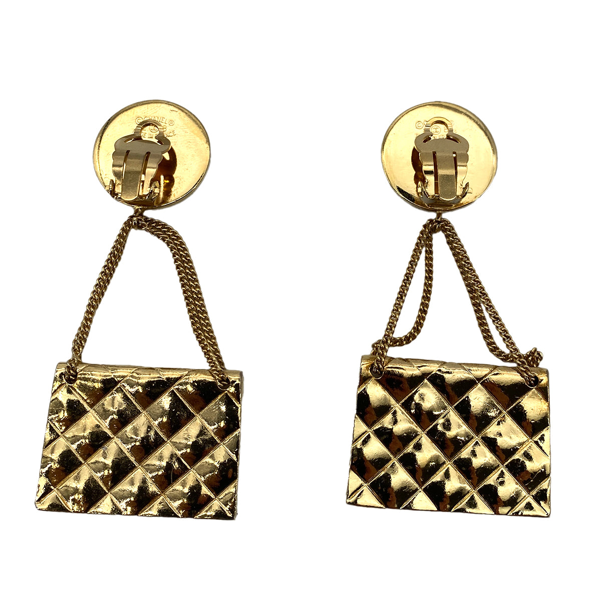 CHANEL VINTAGE EARRINGS COCOMARK MATELASSE BAG MOTIF ACCESSORY 28 90253651