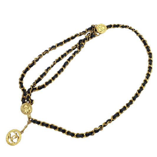 CHANEL VINTAGE CHAIN BELT LEATHER COCOMARK ACCESSORY 90253660