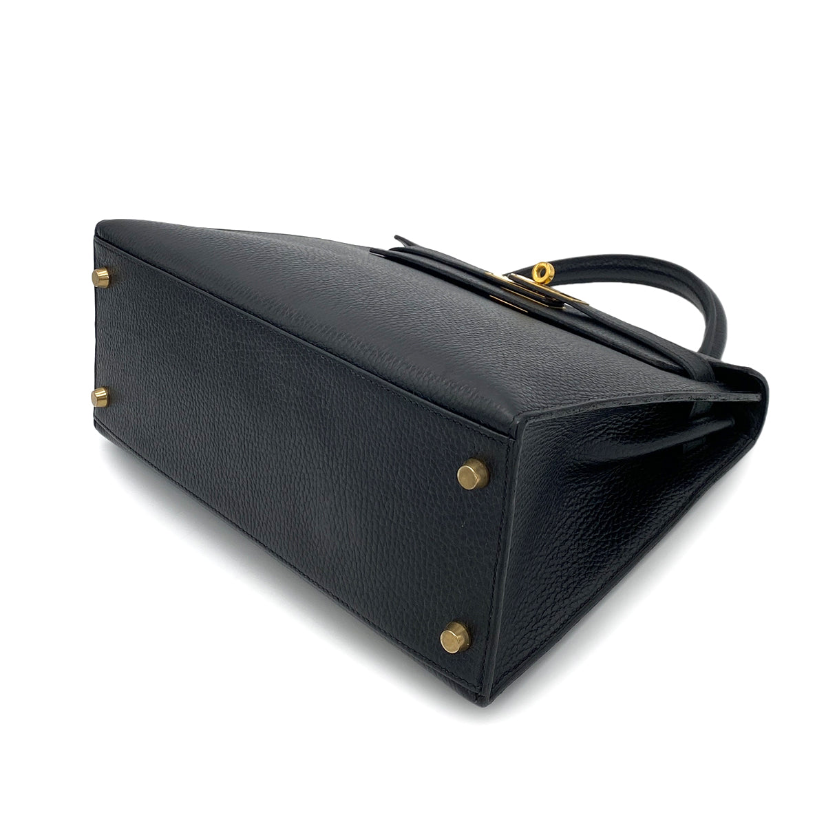 HERMES KELLY 28 SELLIER BLACK ARDENNES HAND SHOULDER BAG 〇Y GHW 90253753