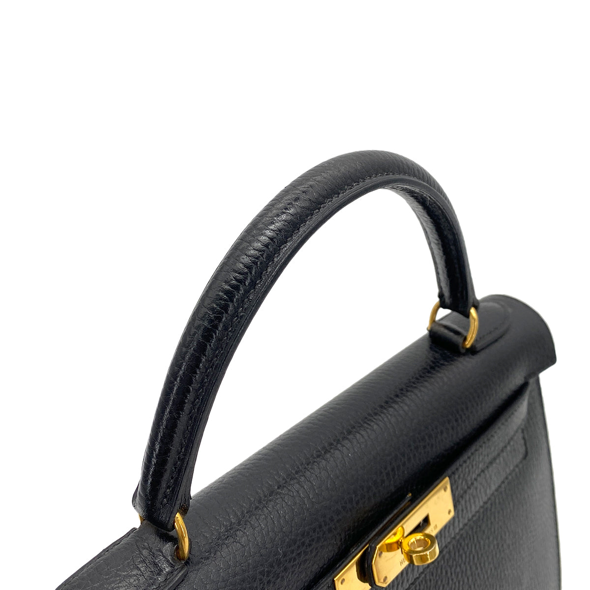 HERMES KELLY 28 SELLIER BLACK ARDENNES HAND SHOULDER BAG 〇Y GHW 90253753