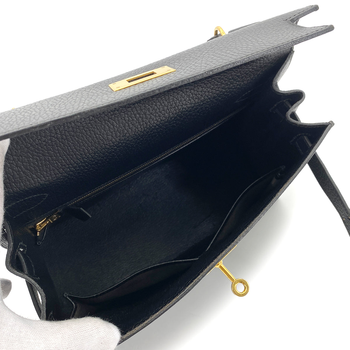 HERMES KELLY 28 SELLIER BLACK ARDENNES HAND SHOULDER BAG 〇Y GHW 90253753