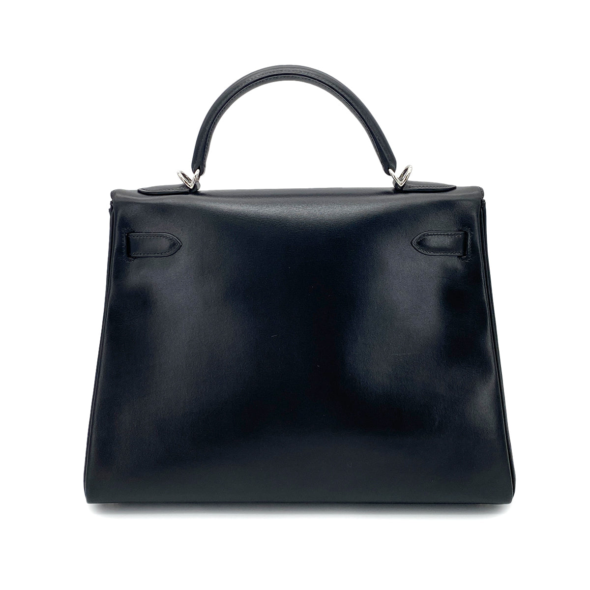 HERMES KELLY 32 RETOURNE BLACK BOXCALF HAND SHOULDER BAG □F SHW 90253756