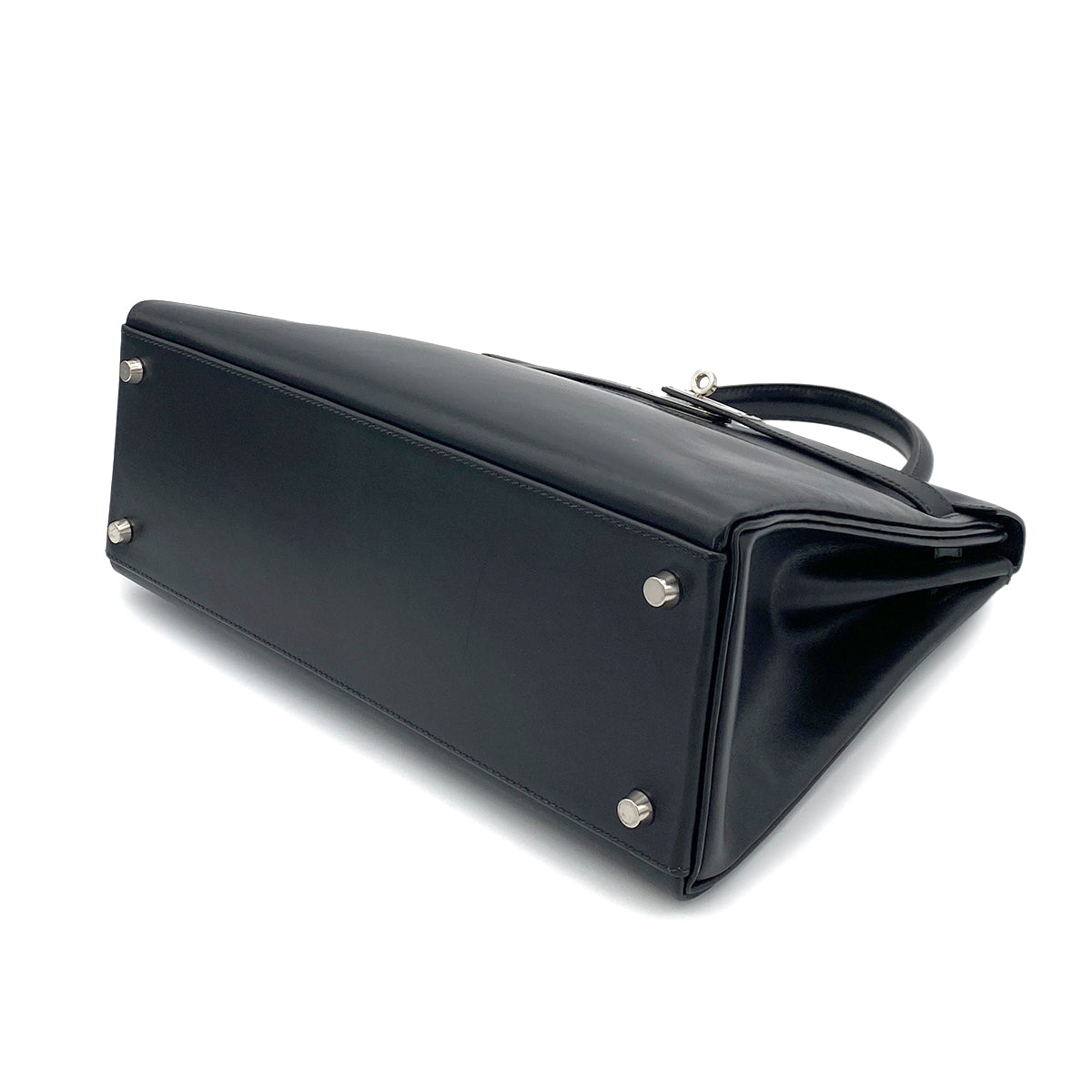 HERMES KELLY 32 RETOURNE BLACK BOXCALF HAND SHOULDER BAG □F SHW 90253756