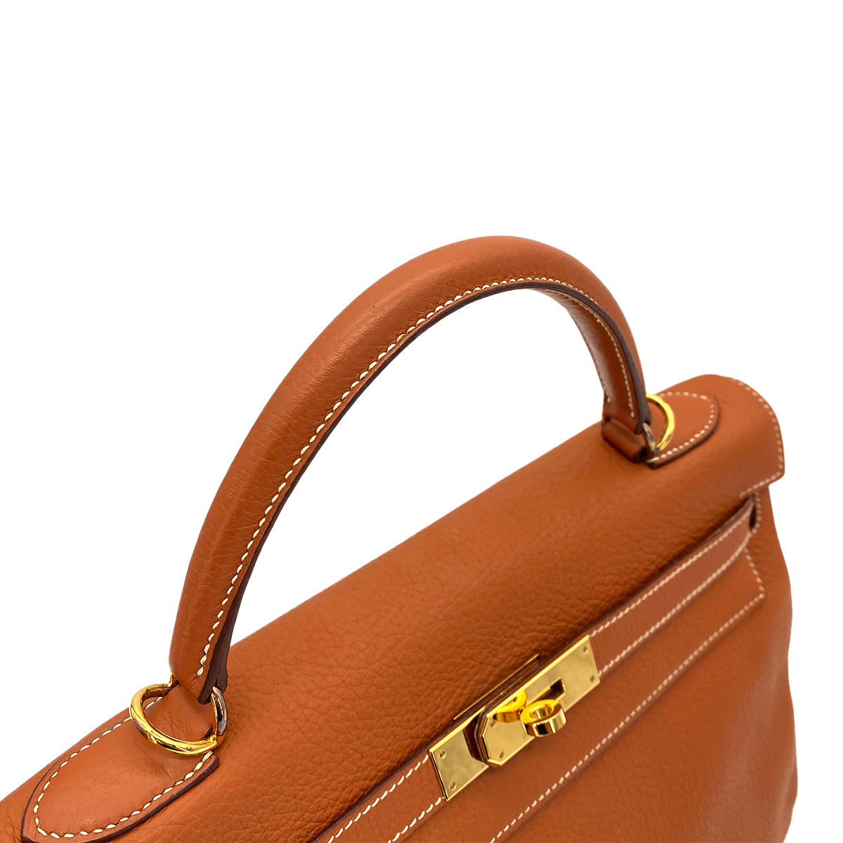 HERMES KELLY 32 RETOURNE COGNAC TOGO HAND SHOULDER BAG □H GHW 90253866