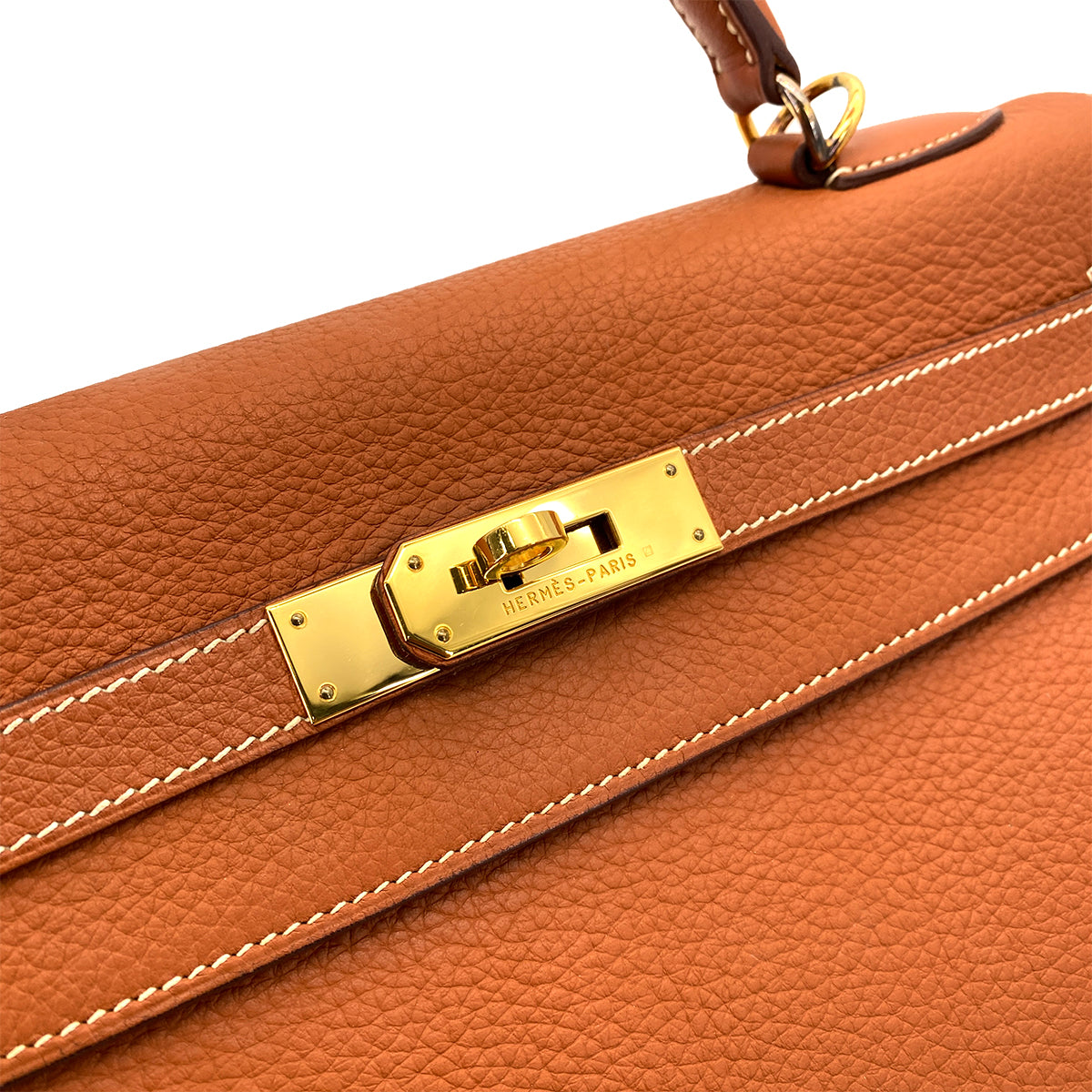 HERMES KELLY 32 RETOURNE COGNAC TOGO HAND SHOULDER BAG □H GHW 90253866