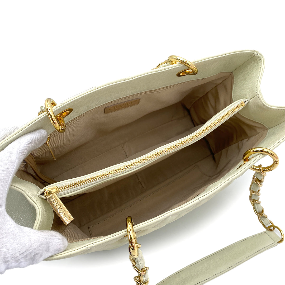 CHANEL GST TOTE BAG LIGHT GREEN CAVIAR SKIN 90253867