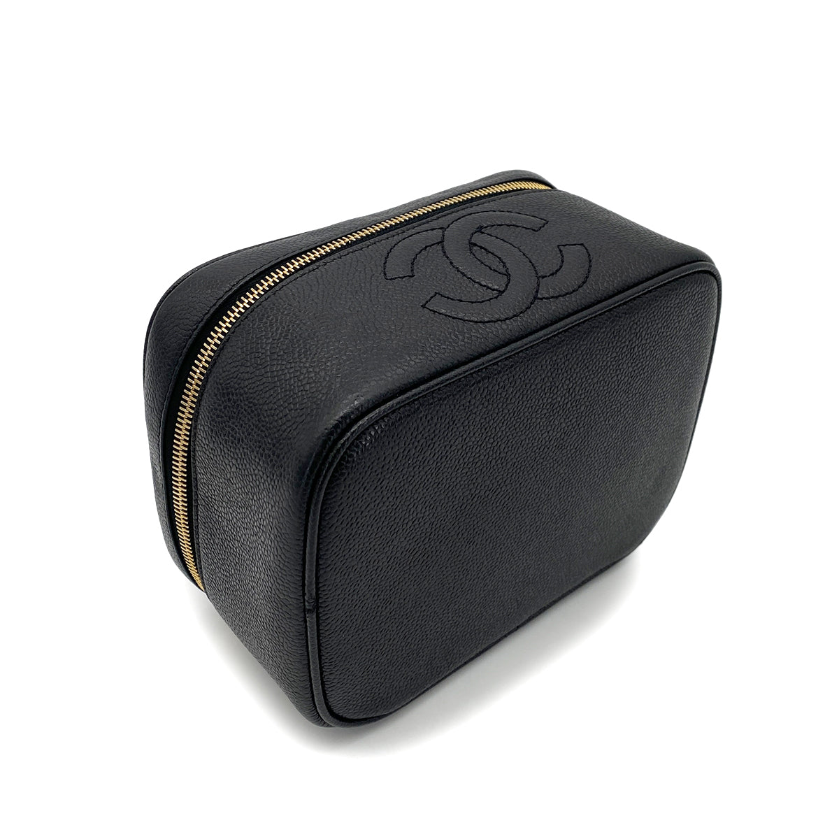 CHANEL VINTAGE VANITY HAND BAG BLACK CAVIAR SKIN 90253868