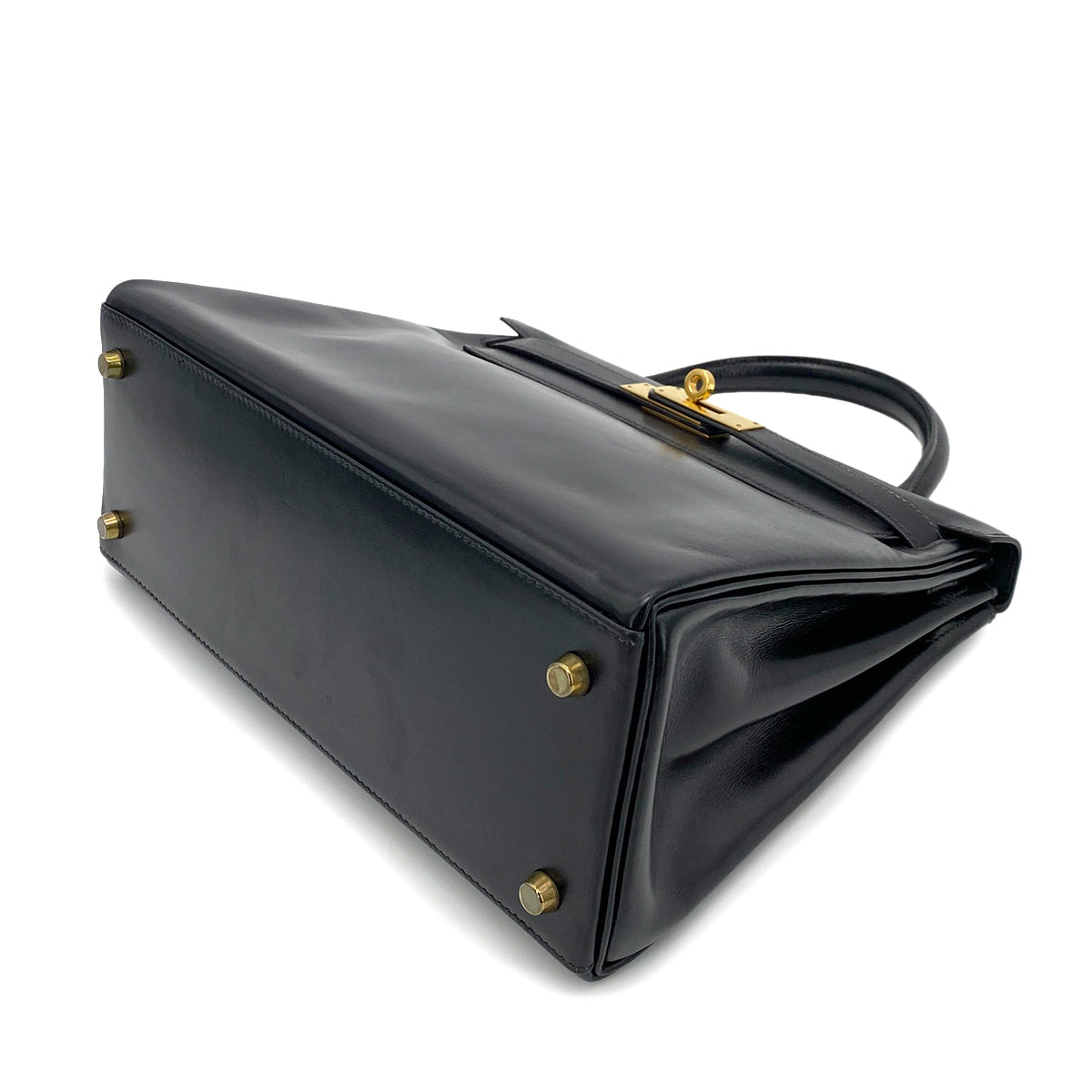 HERMES KELLY 28 RETOURNE BLACK BOX CALF HAND BAG 〇U GHW 90253869