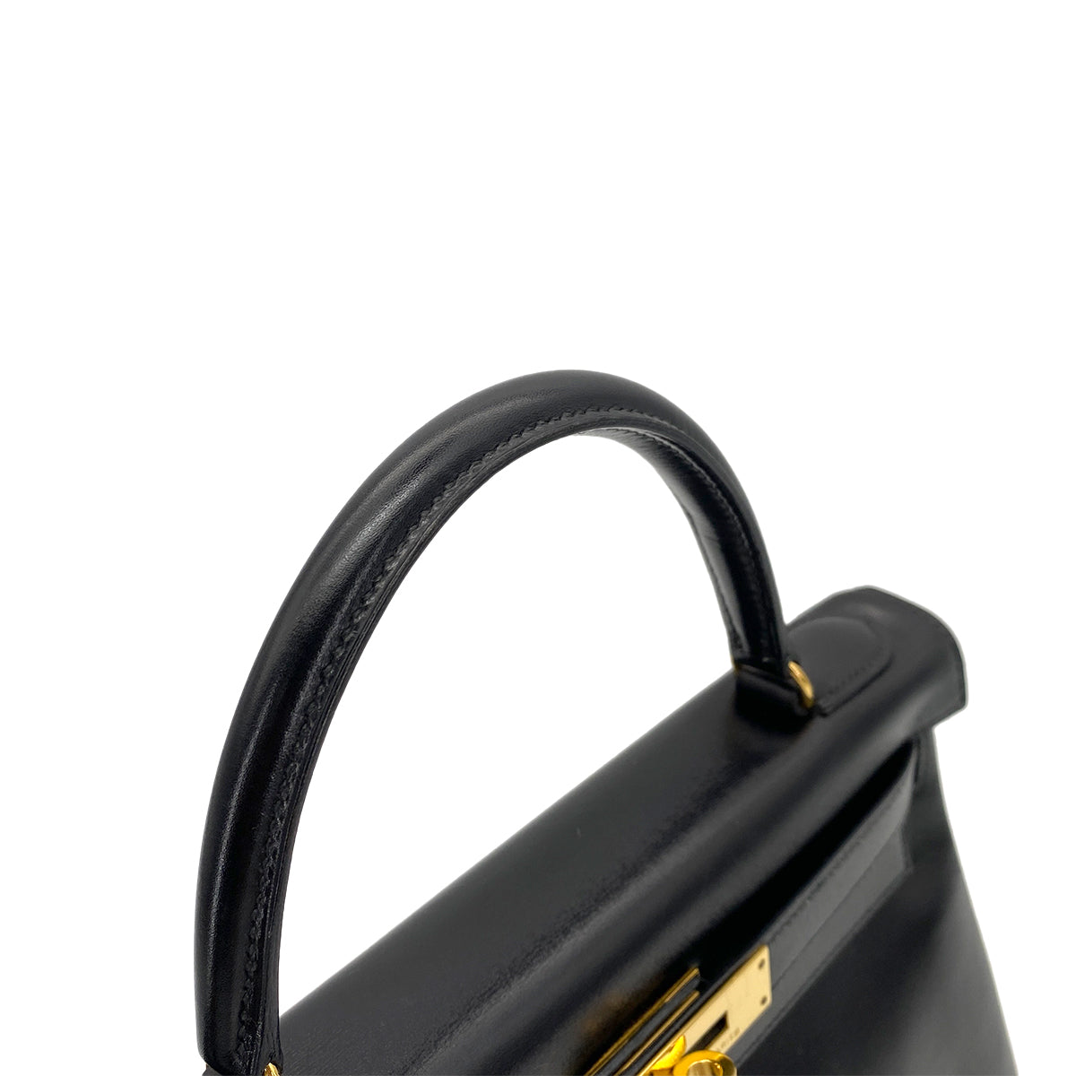 HERMES KELLY 28 RETOURNE BLACK BOX CALF HAND BAG 〇U GHW 90253869
