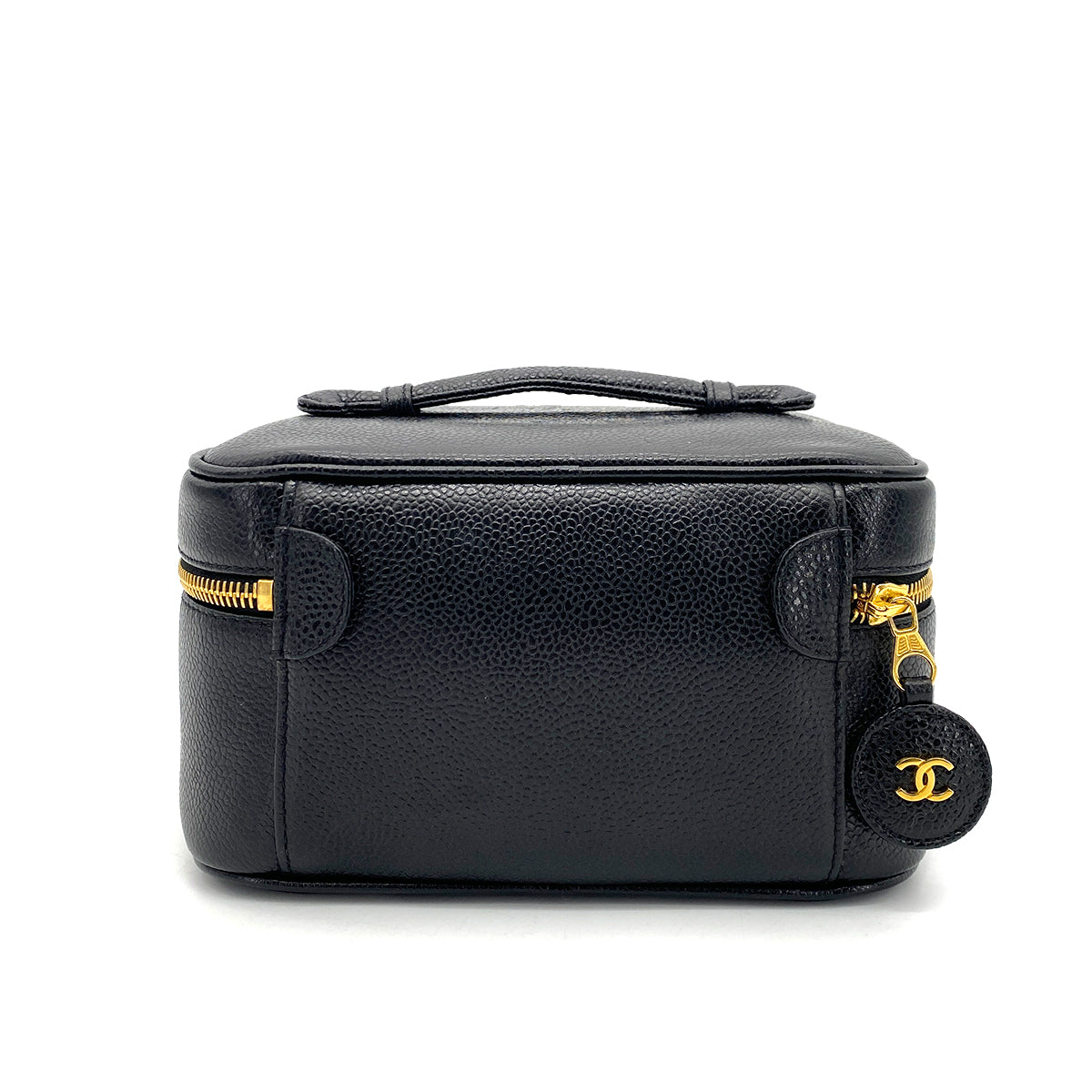 CHANEL VINTAGE VANITY HAND BAG BLACK CAVIAR SKIN 90253874