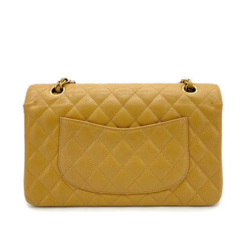CHANEL VINTAGE CLASSIC FLAP MEDIUM CHAIN SHOULDER BAG BEIGE CAVIAR SKIN 90253882 - PURPOSE
