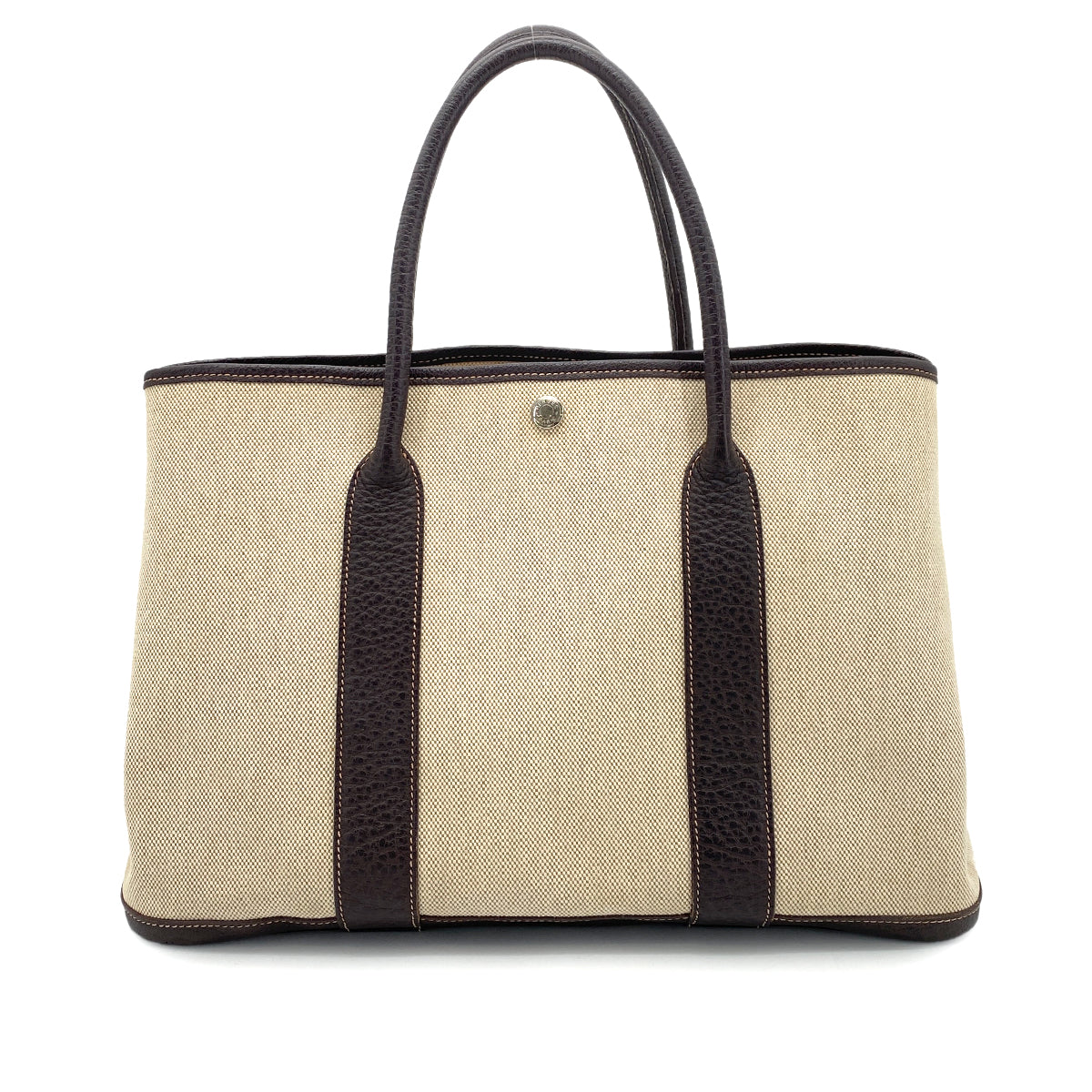 HERMES GARDEN PARTY 36 PM NATURAL MARRON TOILE H TOTE BAG □F 90253905