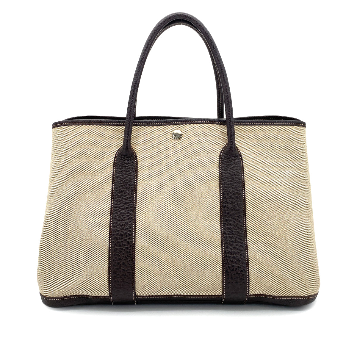 HERMES GARDEN PARTY 36 PM NATURAL MARRON TOILE H TOTE BAG □F 90253905