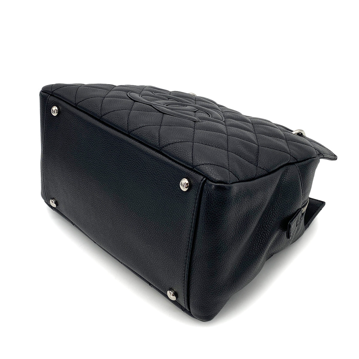 CHANEL VINTAGE MATELASSE CHAIN TOTE BAG BLACK CAVIAR SKIN SHW 90254597