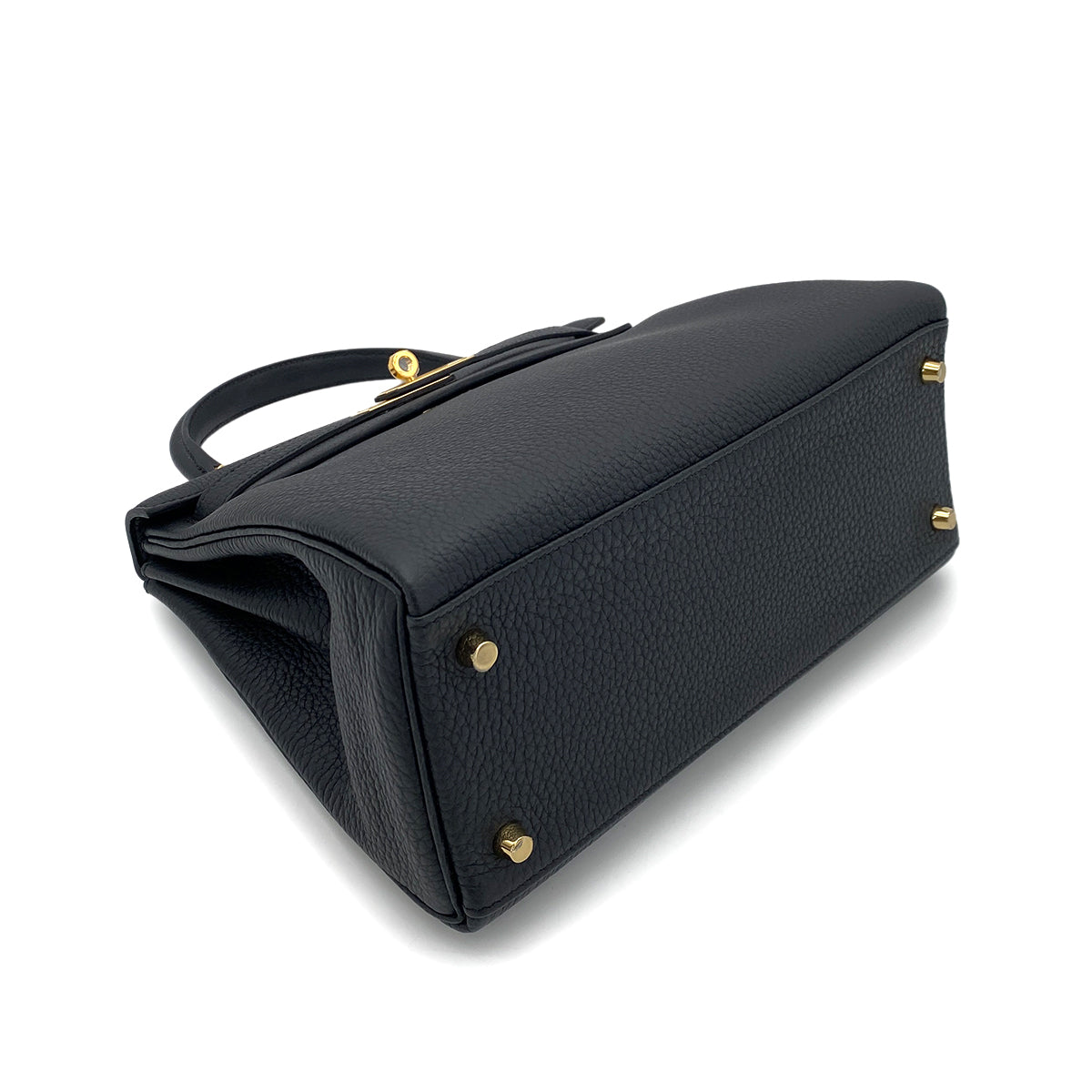 HERMES KELLY 28 RETOURNE BLACK TOGO HAND SHOULDER BAG W GHW 90254602