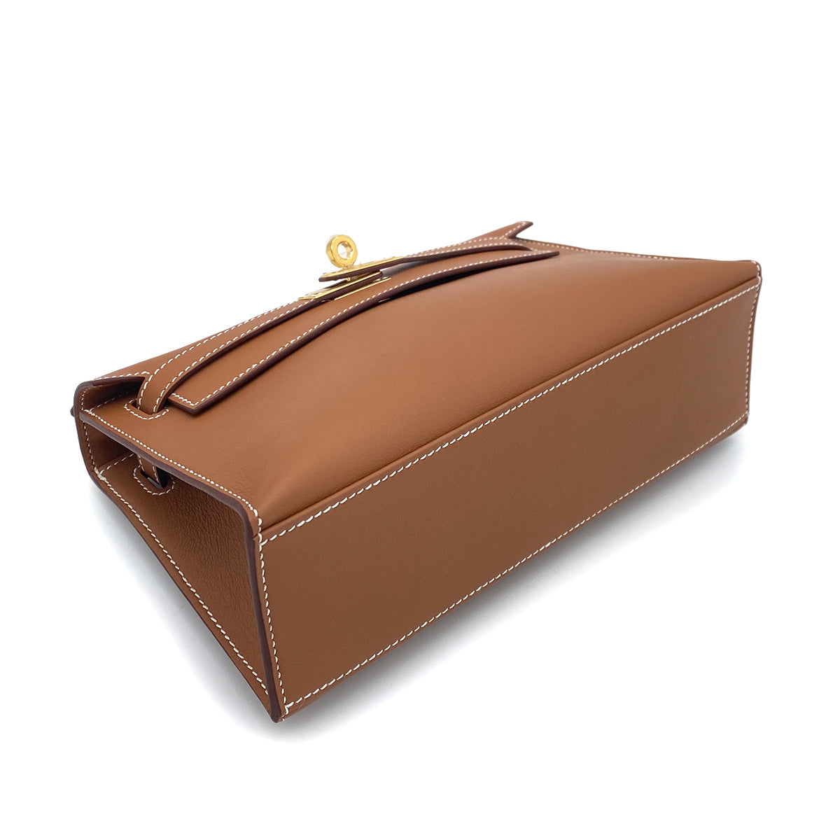 HERMES POCHETTE KELLY SELLIER GOLD SWIFT HAND BAG B GHW 90254603