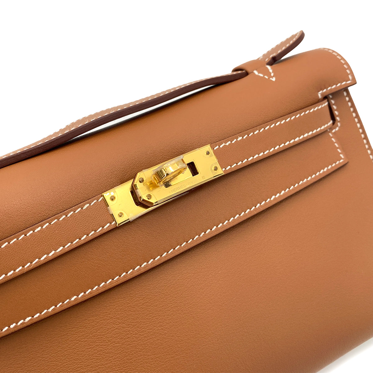 HERMES POCHETTE KELLY SELLIER GOLD SWIFT HAND BAG B GHW 90254603