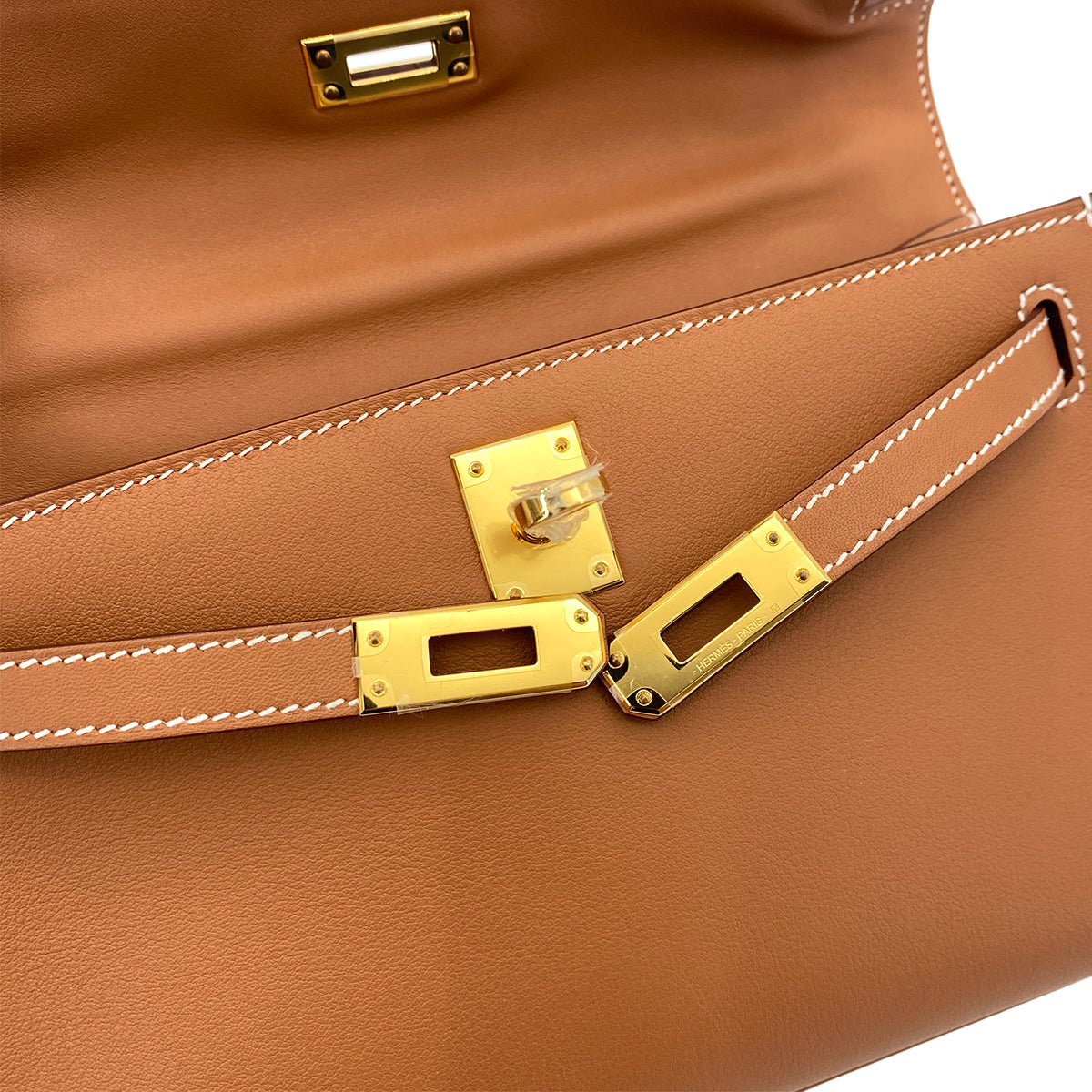 HERMES POCHETTE KELLY SELLIER GOLD SWIFT HAND BAG B GHW 90254603