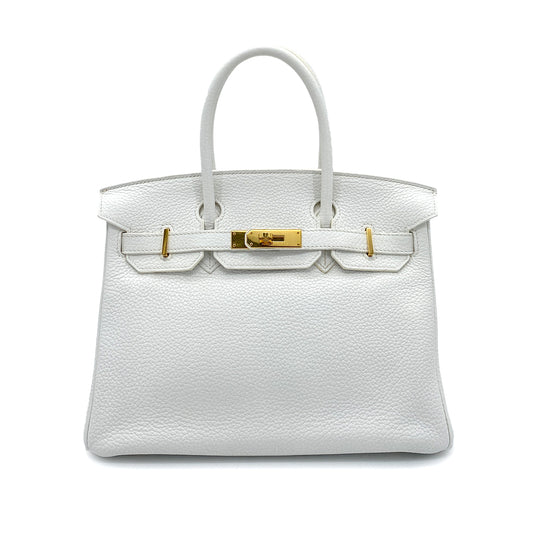 HERMES BIRKIN 30 WHITE TAURILLON CLEMENCE HAND BAG □N SHW 90254607