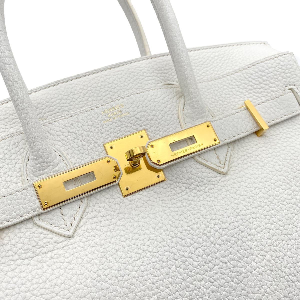 HERMES BIRKIN 30 WHITE TAURILLON CLEMENCE HAND BAG □N SHW 90254607