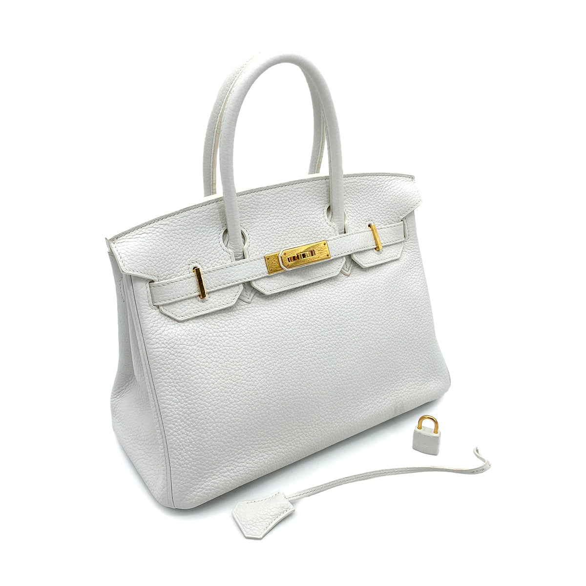 HERMES BIRKIN 30 WHITE TAURILLON CLEMENCE HAND BAG □N SHW 90254607