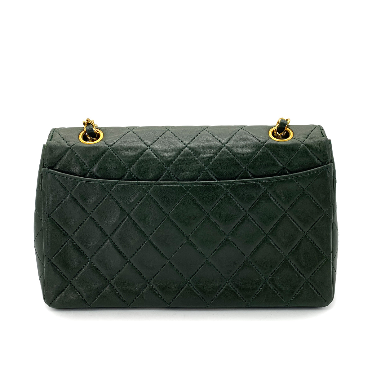 CHANEL VINTAGE MATELASSE CHAIN SHOULDER BAG GREEN LAMB SKIN 90254609
