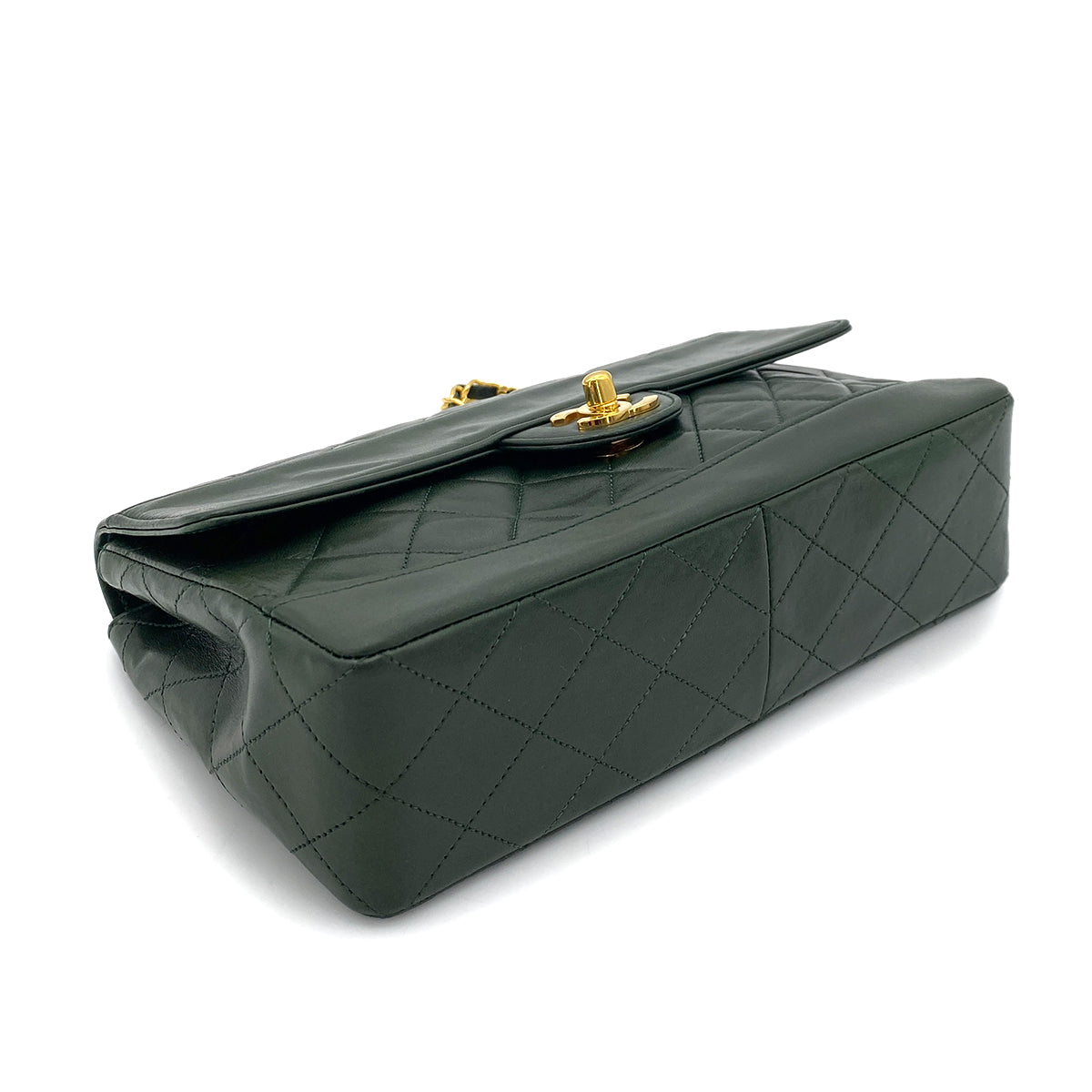 CHANEL VINTAGE MATELASSE CHAIN SHOULDER BAG GREEN LAMB SKIN 90254609