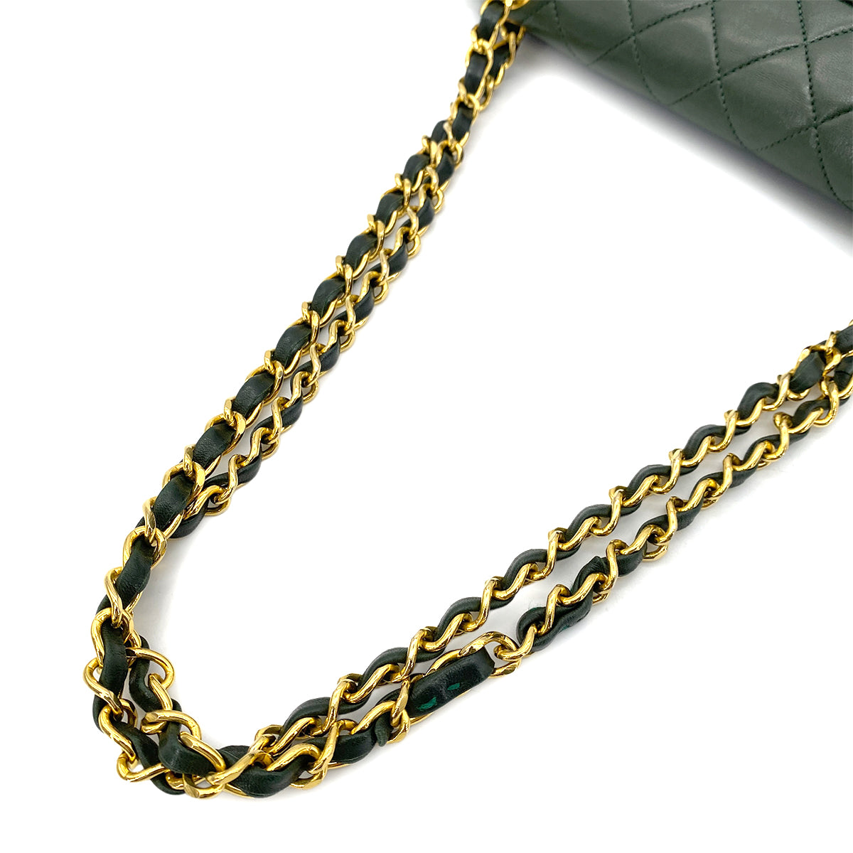 CHANEL VINTAGE MATELASSE CHAIN SHOULDER BAG GREEN LAMB SKIN 90254609