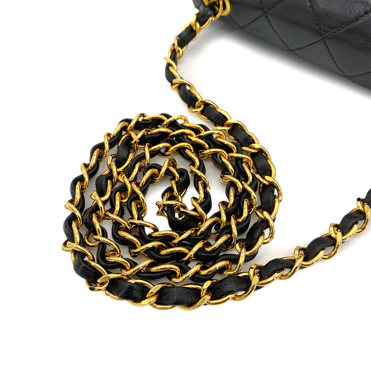 CHANEL VINTAGE MINI SQUARE 17 CHAIN SHOULDER BAG BLACK LAMB SKIN 90254610